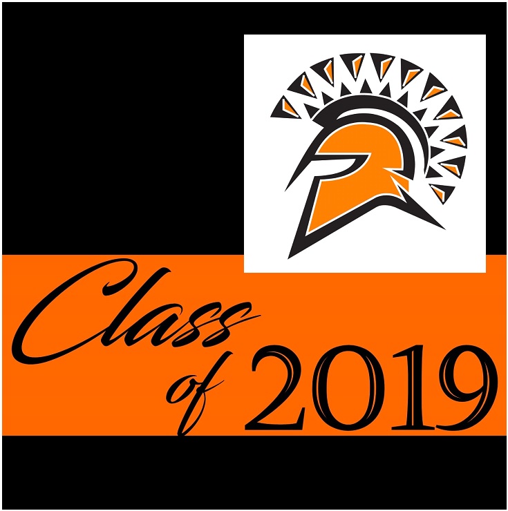 orange and black with 2019 and a spartan head